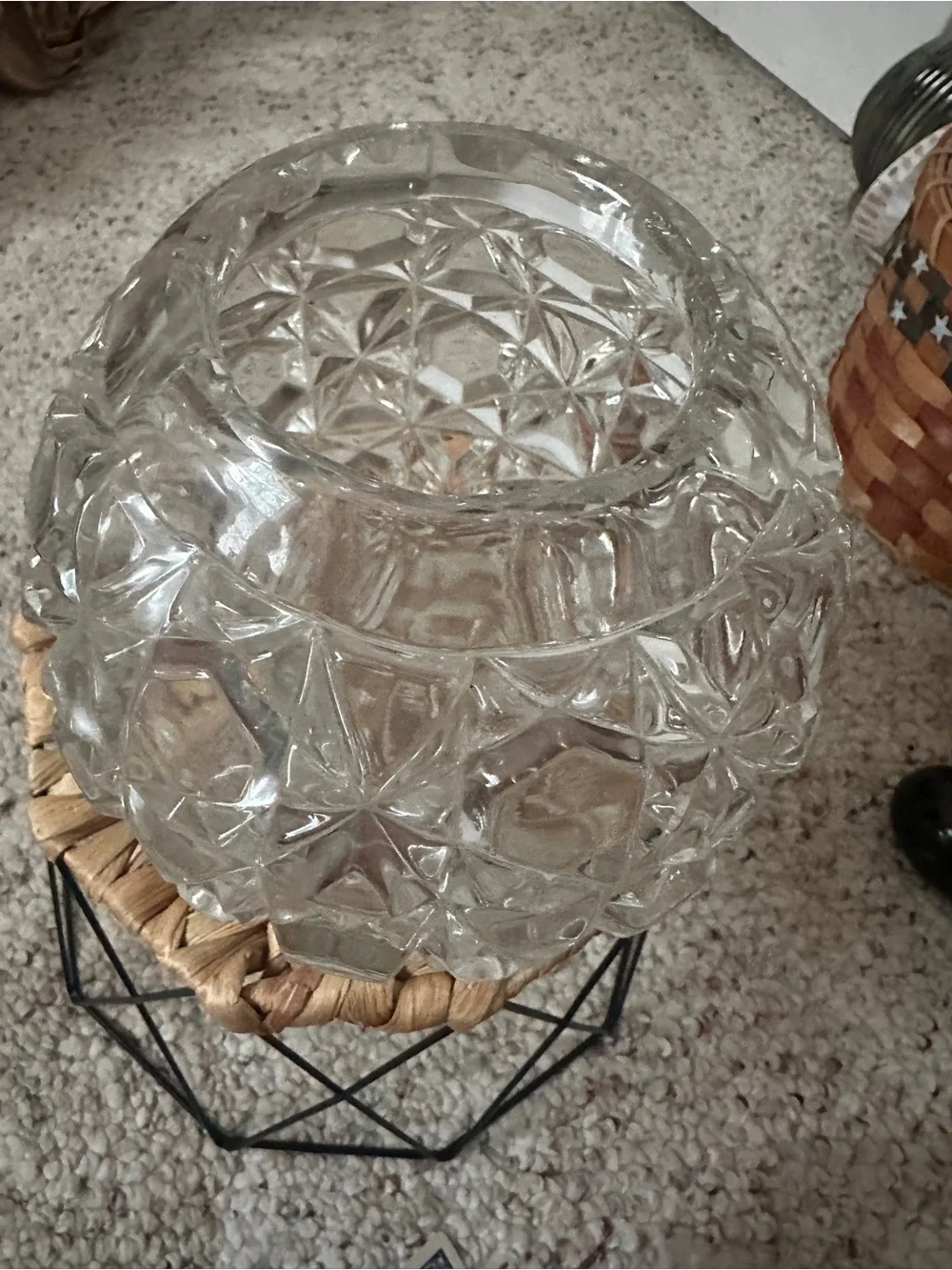 Vintage press glass rose bowl or lighted globe